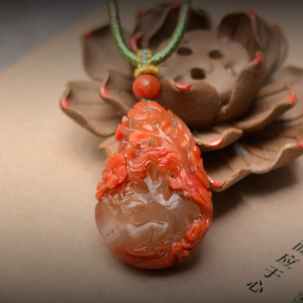 CASVIA  Ultra-High-Quality Natural South Red Agate Pendant Necklace with Plum Blossom and Deer Motif