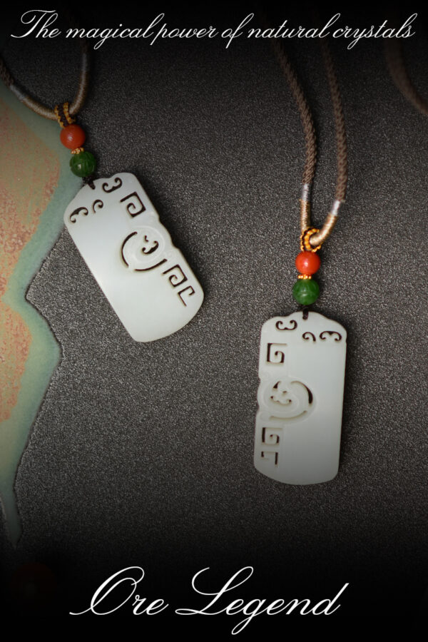 CASVIA Premium Natural Hetian Jade Dragon and Phoenix Pendant Necklace for Couples - 图片 2