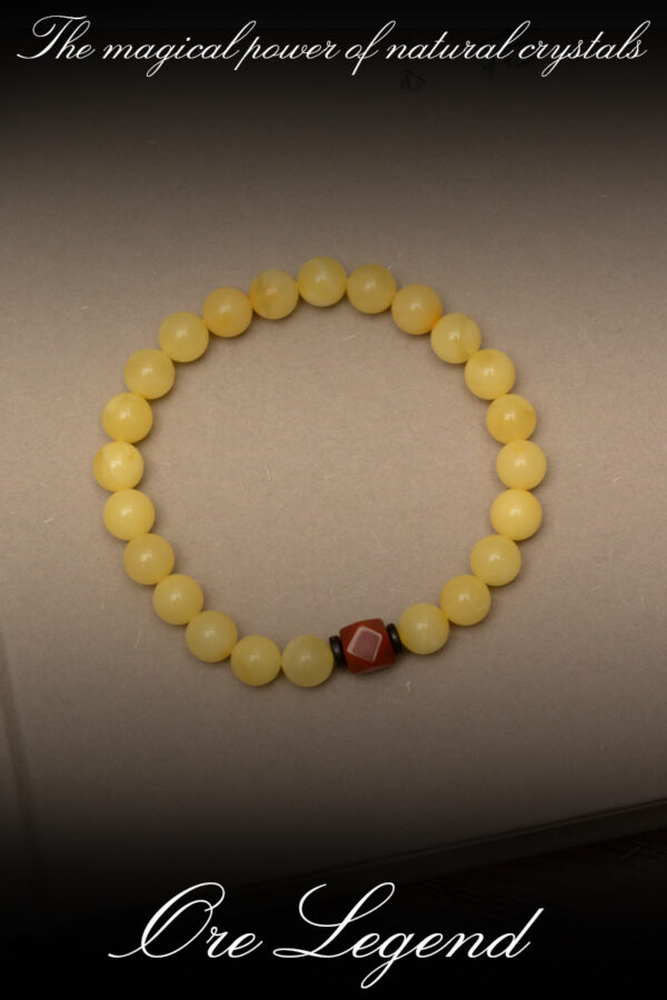 CASVIA High-quality amber paired with a South Red Agate bracelet - 图片 2