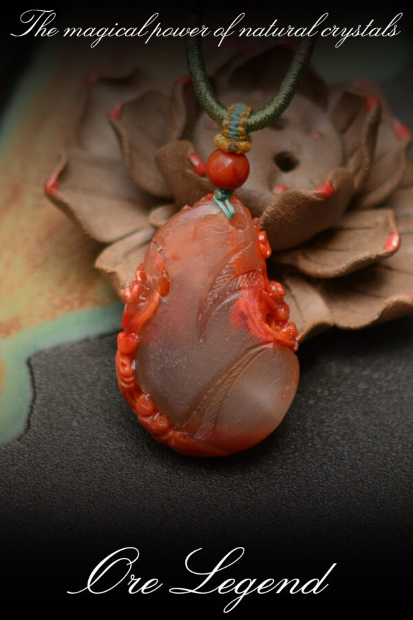 CASVIA  Ultra-High-Quality Natural South Red Agate Pendant Necklace with Plum Blossom and Deer Motif - 图片 3