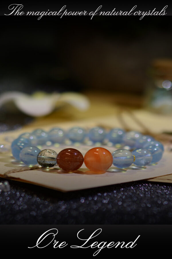 CASVIA Premium Natural Aquamarine Red Rutilated Quartz Green Phantom Quartz Agate 18K Gold Bracelet Design - 图片 4