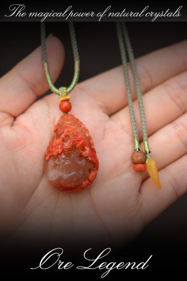 CASVIA  Ultra-High-Quality Natural South Red Agate Pendant Necklace with Plum Blossom and Deer Motif - 图片 4