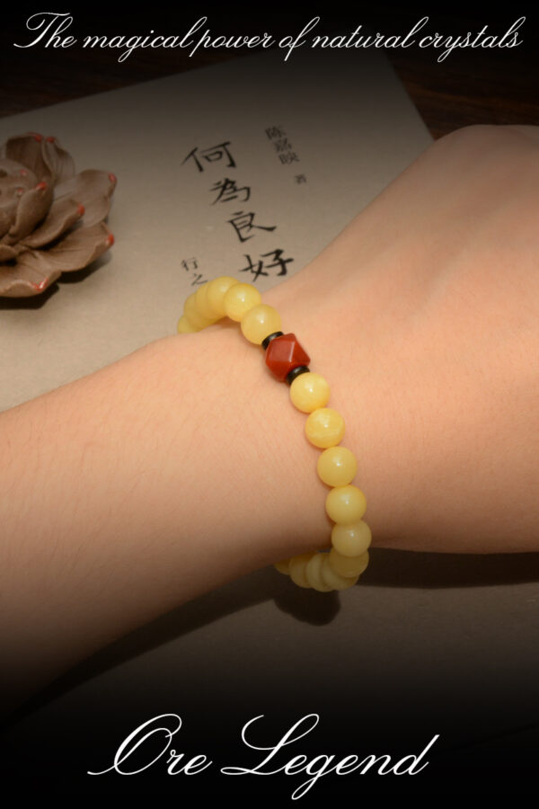CASVIA High-quality amber paired with a South Red Agate bracelet - 图片 4