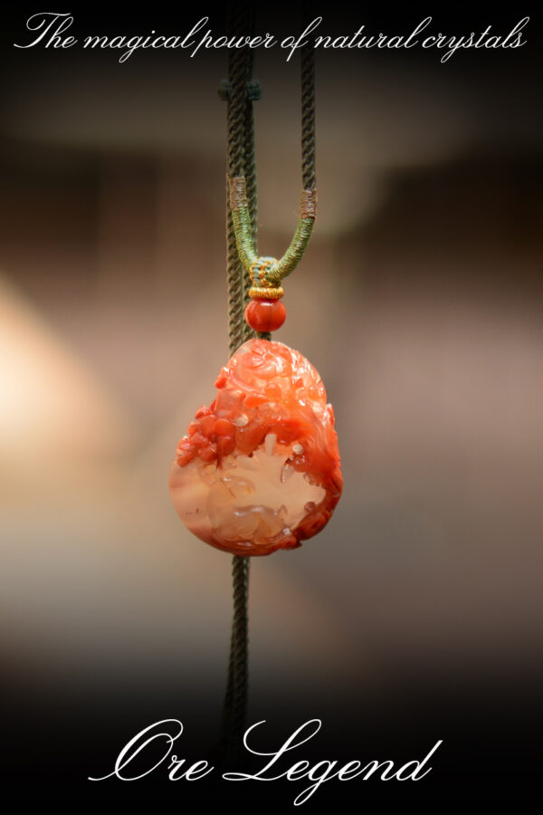 CASVIA  Ultra-High-Quality Natural South Red Agate Pendant Necklace with Plum Blossom and Deer Motif - 图片 5