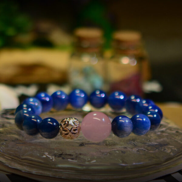CASVIA High-Quality Kyanite and Madagascar Rose Quartz Bracelet - Exquisite Jewelry