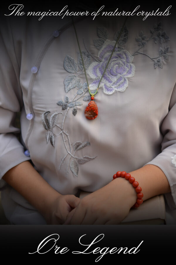 CASVIA  Ultra-High-Quality Natural South Red Agate Pendant Necklace with Plum Blossom and Deer Motif - 图片 6