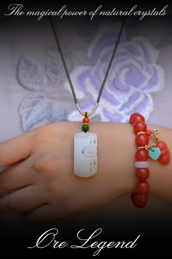 CASVIA Premium Natural Hetian Jade Dragon and Phoenix Pendant Necklace for Couples - 图片 7