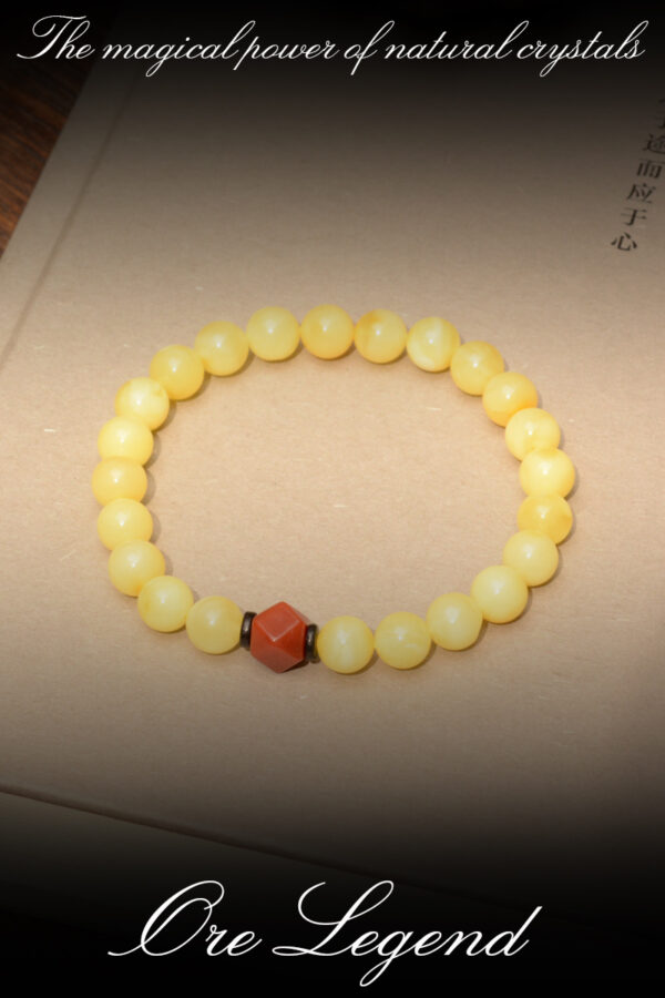 CASVIA High-quality amber paired with a South Red Agate bracelet - 图片 6