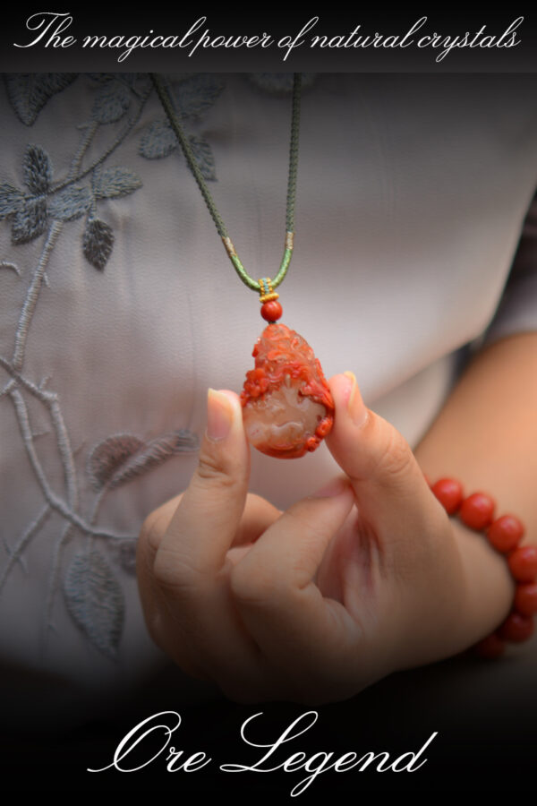 CASVIA  Ultra-High-Quality Natural South Red Agate Pendant Necklace with Plum Blossom and Deer Motif - 图片 7