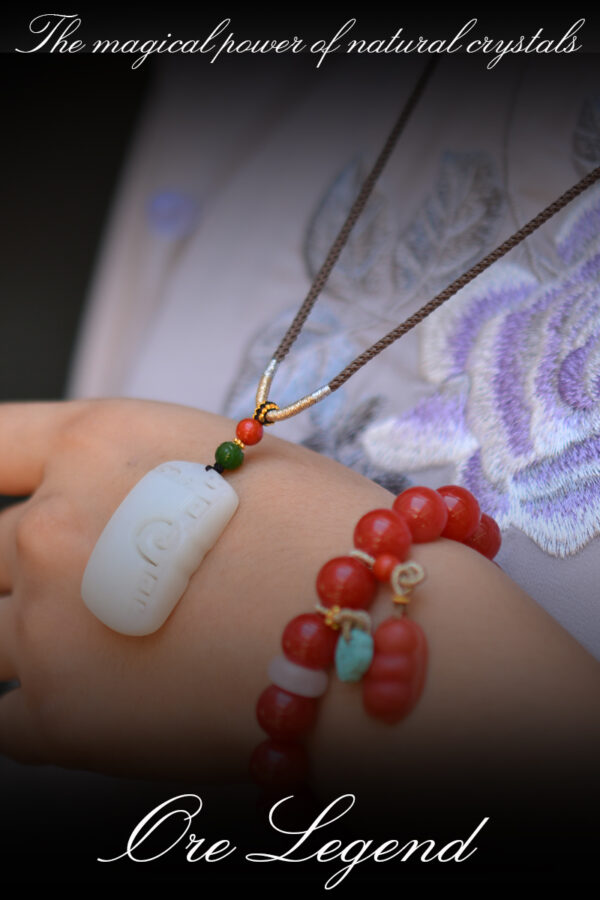 CASVIA Premium Natural Hetian Jade Dragon and Phoenix Pendant Necklace for Couples - 图片 8