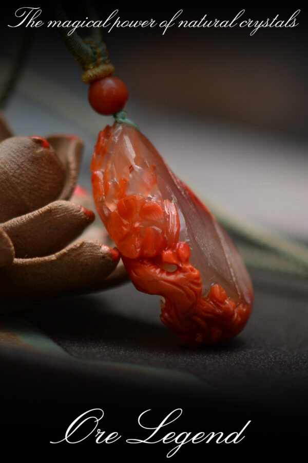 CASVIA  Ultra-High-Quality Natural South Red Agate Pendant Necklace with Plum Blossom and Deer Motif - 图片 8