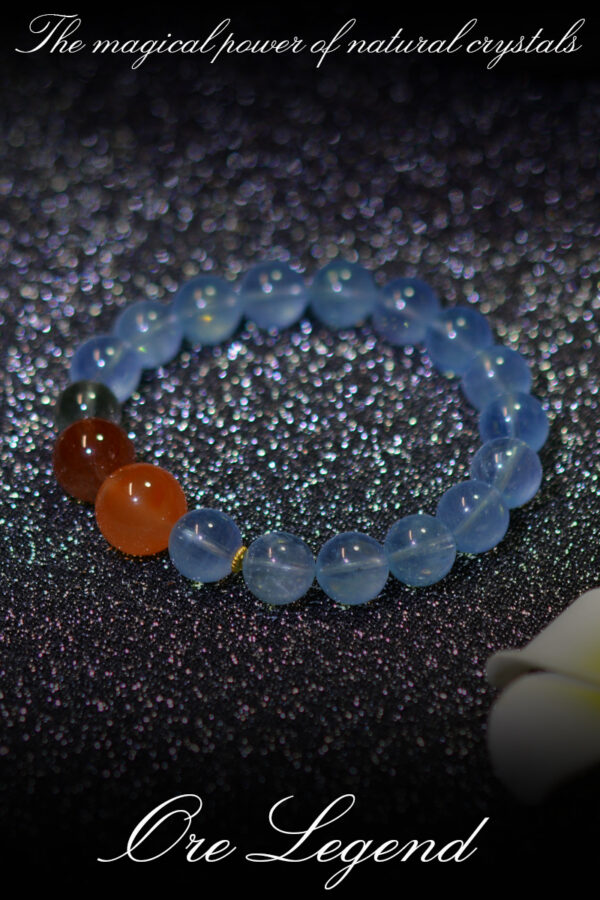 CASVIA Premium Natural Aquamarine Red Rutilated Quartz Green Phantom Quartz Agate 18K Gold Bracelet Design - 图片 7