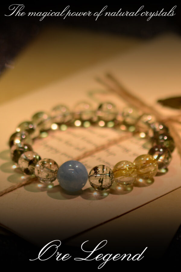 CASVIA Original Design: Green Phantom, Golden Hair Crystal, Aquamarine Bracelet, the Perfect Choice for Holiday Gifts - 图片 8