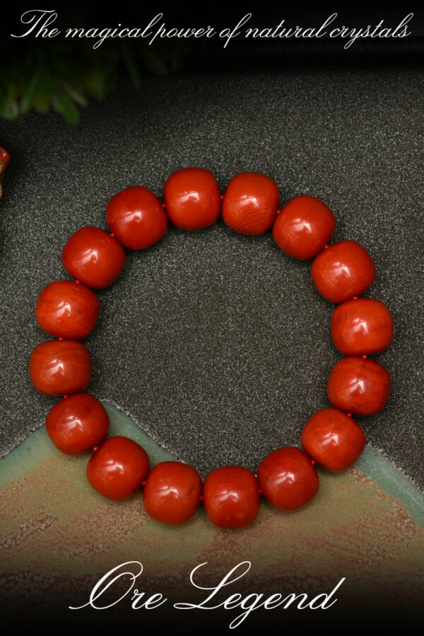 CASVIA Premium Waxi South Red Agate bracelet - natural, vibrant, handcrafted classic beads, a precious holiday gift. - 图片 2