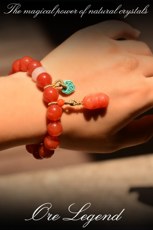 CASVIA Premium Baoshan Southern Red Agate Bracelet with Turquoise - 图片 3