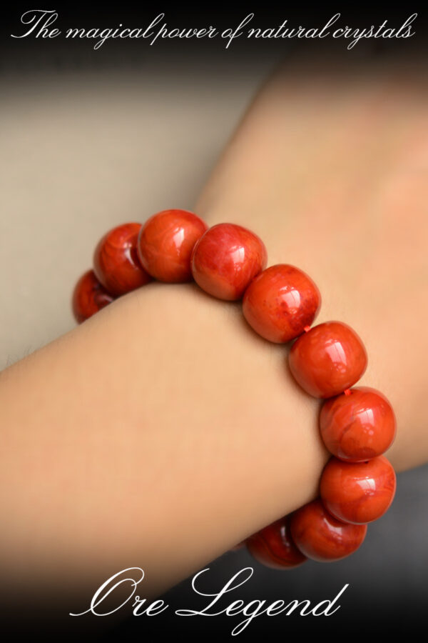 CASVIA Premium Waxi South Red Agate bracelet - natural, vibrant, handcrafted classic beads, a precious holiday gift. - 图片 3