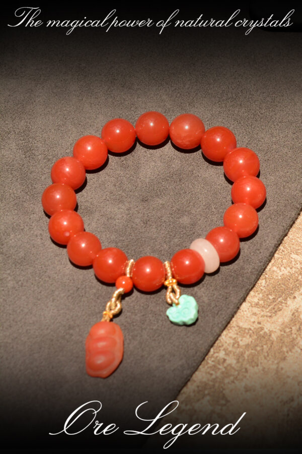 CASVIA Premium Baoshan Southern Red Agate Bracelet with Turquoise - 图片 4