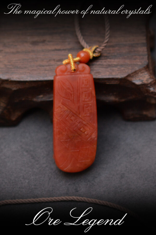 CASVIA High-quality natural raw South Red Agate carved pendant necklace with a magpie motif for good luck - 图片 3