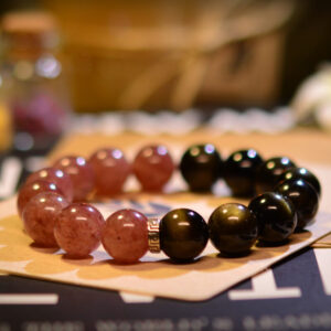 Natural Strawberry Quartz Obsidian Bracelet