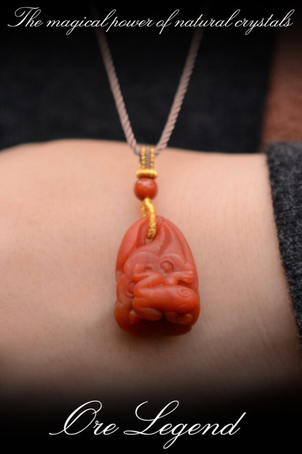 CASVIA High-quality natural raw South Red Agate carved pendant necklace with a magpie motif for good luck - 图片 4