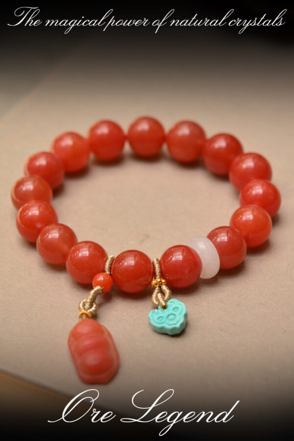 CASVIA Premium Baoshan Southern Red Agate Bracelet with Turquoise - 图片 6