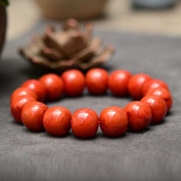 CASVIA Premium Waxi South Red Agate bracelet - natural, vibrant, handcrafted classic beads, a precious holiday gift.