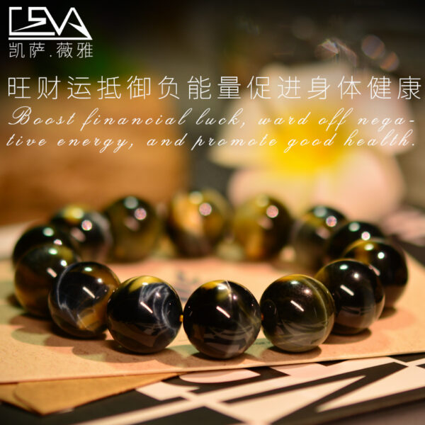 CASVIA Exquisite Natural Yellow and Blue Tiger Eye Bracelet Handcrafted Custom Jewelry Holiday Gift - 图片 6