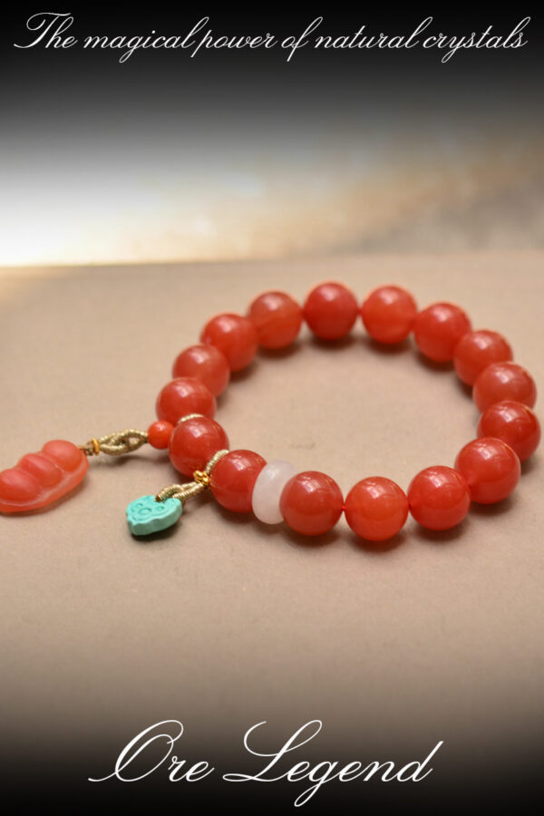 CASVIA Premium Baoshan Southern Red Agate Bracelet with Turquoise - 图片 7