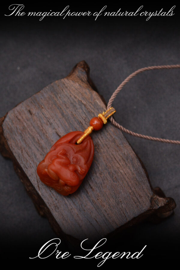 CASVIA High-quality natural raw South Red Agate carved pendant necklace with a magpie motif for good luck - 图片 6