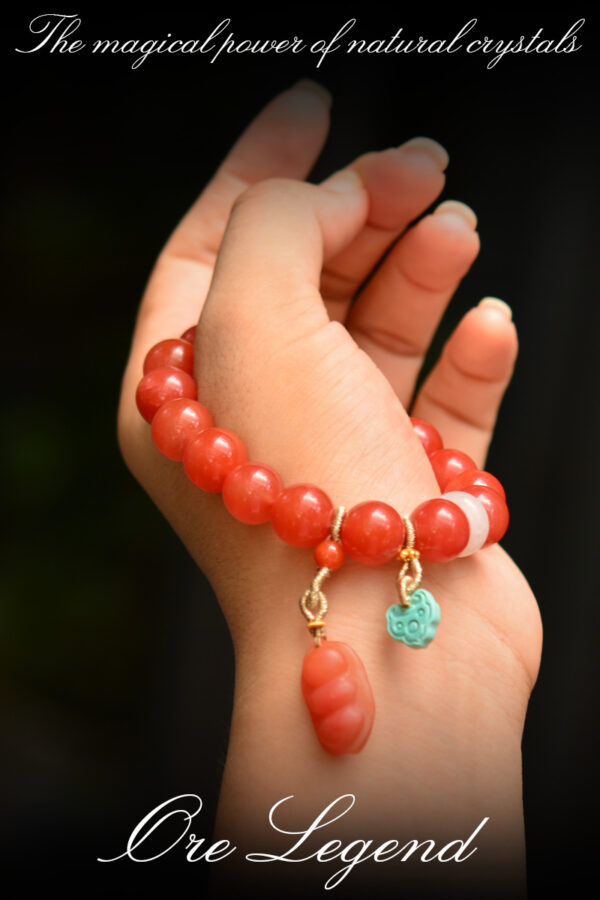 CASVIA Premium Baoshan Southern Red Agate Bracelet with Turquoise - 图片 8