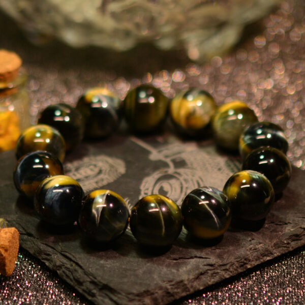 CASVIA Exquisite Natural Yellow and Blue Tiger Eye Bracelet Handcrafted Custom Jewelry Holiday Gift - 图片 2