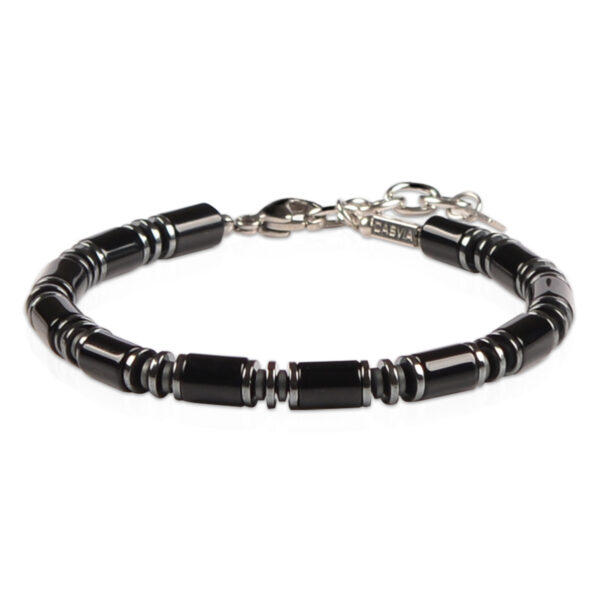 CASVIA Chakra Protection Mens Bracelet with Black Agate and Hematite, Matched with Thickened Stainless Steel Adjustable Chain Ideal Mens Jewelry for Yourself Father and Friends Bracelets for men