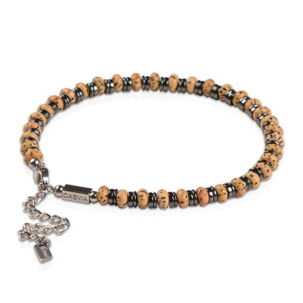 Casvia original mens bracelet with bodhi beads hematite and stainless steel chain Handmade natural protection jewelry Great for yourself friends and fathers