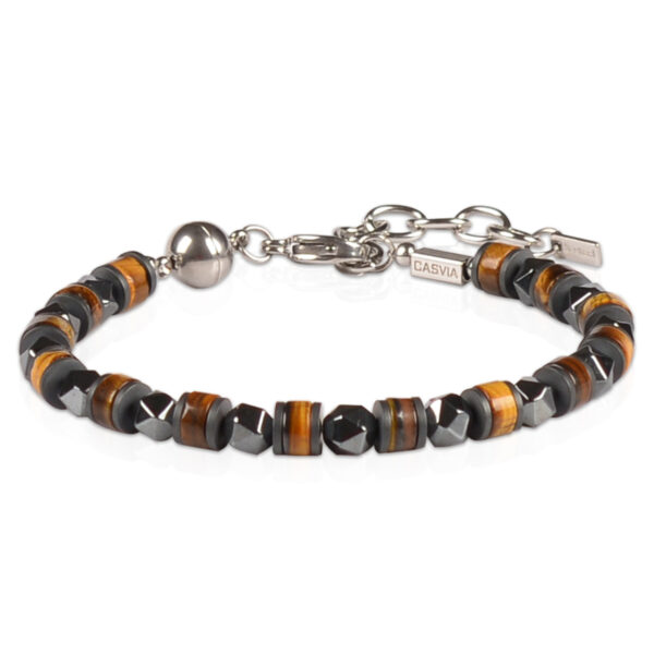 CASVIA Tiger Eye Chakra Mens Bracelet Paired with Hematite and a Stainless Steel Adjustable Chain A Stylish Mens Jewelry Perfect as a Friend Bracelet for Yourself, Father and Friends