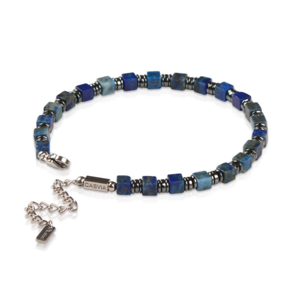 Casvia original mens bracelet Handmade adjustable with lapis lazuli and hematite Natural mens jewelry and protection bracelet Ideal for oneself fathers and boyfriends