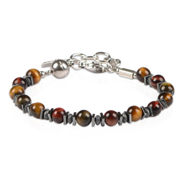 CASVIA Tigers Eye Chakra Mens Bracelet Paired with Hematite and a Stainless Steel Adjustable Chain A Protective Bracelet and Ideal Mens Jewelry Perfect for Yourself Your Father and Your Friends