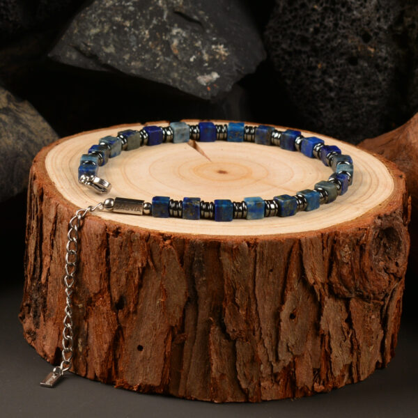 Casvia original mens bracelet Handmade adjustable with lapis lazuli and hematite Natural mens jewelry and protection bracelet Ideal for oneself fathers and boyfriends - 图片 2