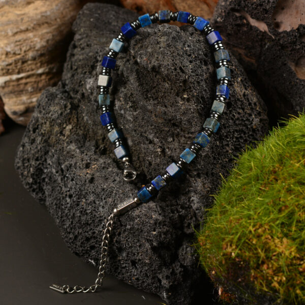 Casvia original mens bracelet Handmade adjustable with lapis lazuli and hematite Natural mens jewelry and protection bracelet Ideal for oneself fathers and boyfriends - 图片 4