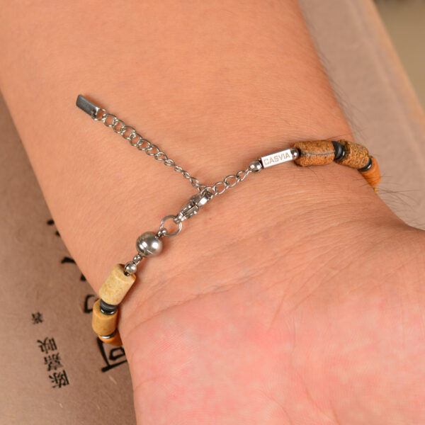 CASVIA mens bracelet with picture jasper and hematite Matched with stainless steel adjustable chain protection bracelet for men and an ideal of mens jewelry for yourself father and friends - 图片 4