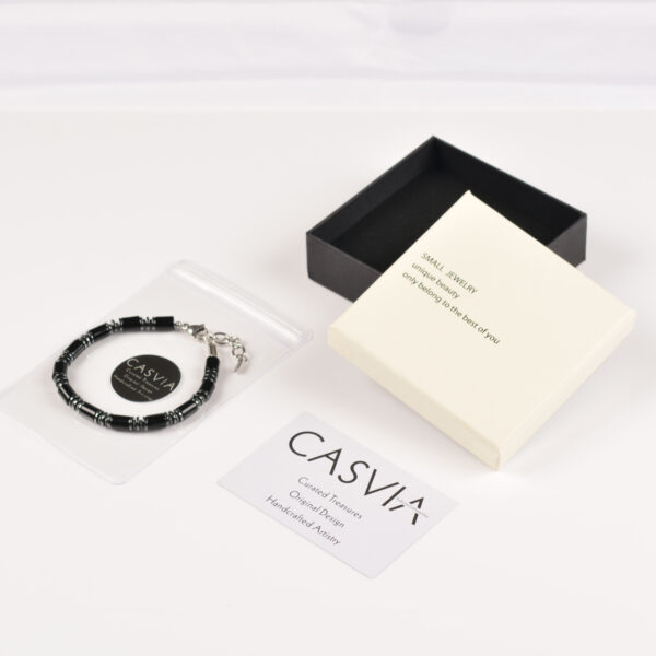 CASVIA Chakra Protection Mens Bracelet with Black Agate and Hematite, Matched with Thickened Stainless Steel Adjustable Chain Ideal Mens Jewelry for Yourself Father and Friends Bracelets for men - 图片 6