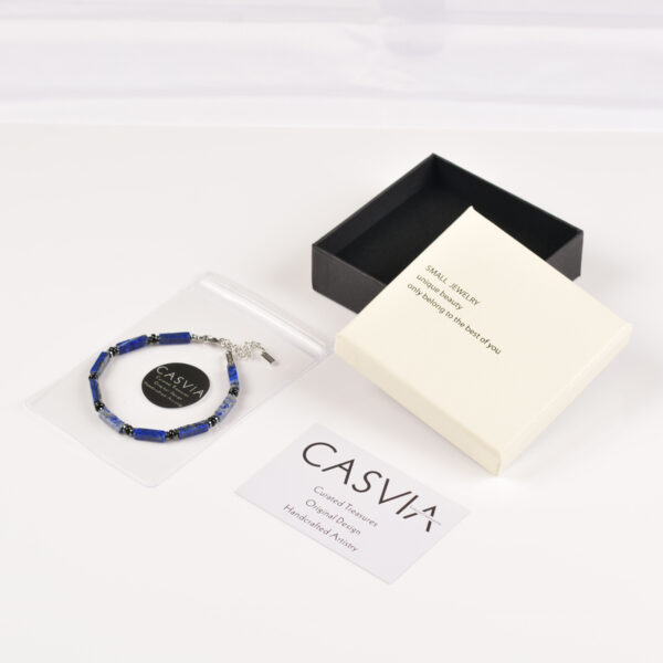 CASVIA chakra protection mens bracelet features lapis lazuli matched with hematite and black agate Equipped with a stainless steel adjustable chain ideal mens jewelry for yourself father and friends - 图片 6