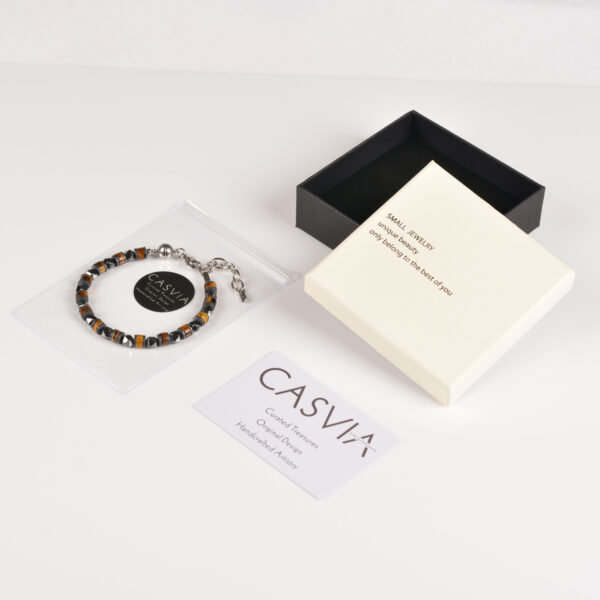 CASVIA Tiger Eye Chakra Mens Bracelet Paired with Hematite and a Stainless Steel Adjustable Chain A Stylish Mens Jewelry Perfect as a Friend Bracelet for Yourself, Father and Friends - 图片 6