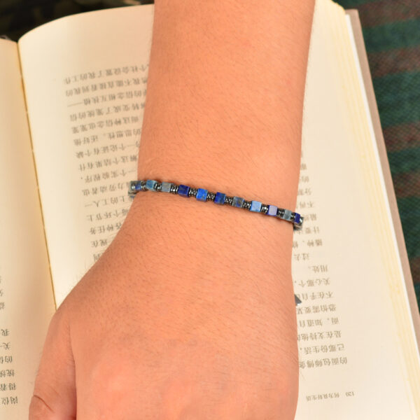 Casvia original mens bracelet Handmade adjustable with lapis lazuli and hematite Natural mens jewelry and protection bracelet Ideal for oneself fathers and boyfriends - 图片 6