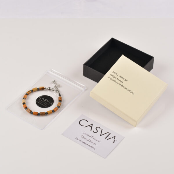 CASVIA mens bracelet with picture jasper and hematite Matched with stainless steel adjustable chain protection bracelet for men and an ideal of mens jewelry for yourself father and friends - 图片 6