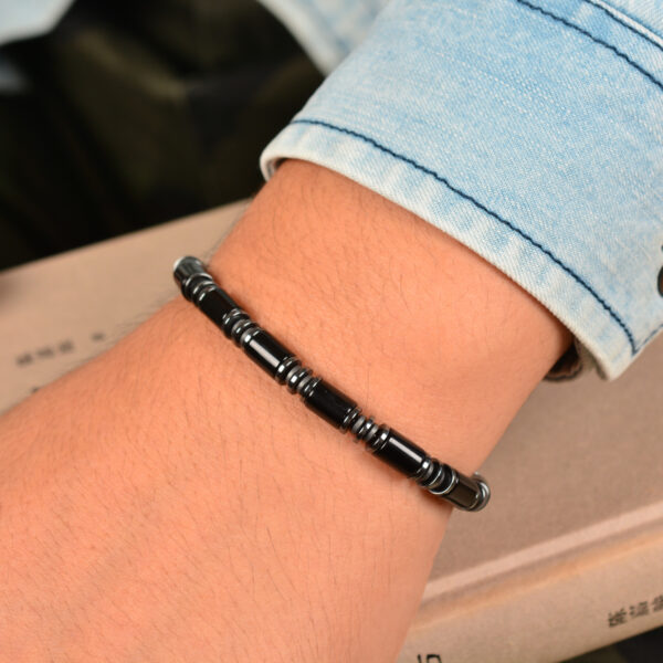 CASVIA Chakra Protection Mens Bracelet with Black Agate and Hematite, Matched with Thickened Stainless Steel Adjustable Chain Ideal Mens Jewelry for Yourself Father and Friends Bracelets for men - 图片 7