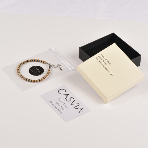 Casvia original mens bracelet with bodhi beads hematite and stainless steel chain Handmade natural protection jewelry Great for yourself friends and fathers - 图片 7