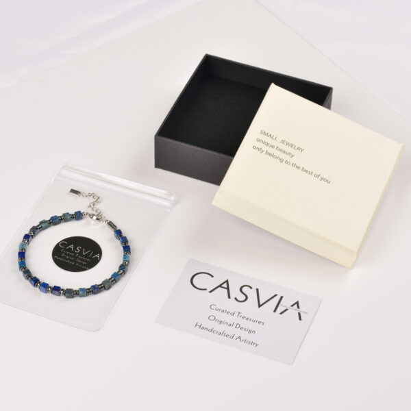 Casvia original mens bracelet Handmade adjustable with lapis lazuli and hematite Natural mens jewelry and protection bracelet Ideal for oneself fathers and boyfriends - 图片 7