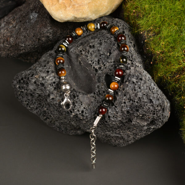 CASVIA Tigers Eye Chakra Mens Bracelet Paired with Hematite and a Stainless Steel Adjustable Chain A Protective Bracelet and Ideal Mens Jewelry Perfect for Yourself Your Father and Your Friends - 图片 7
