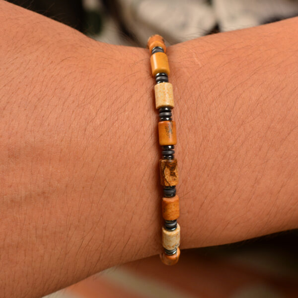 CASVIA mens bracelet with picture jasper and hematite Matched with stainless steel adjustable chain protection bracelet for men and an ideal of mens jewelry for yourself father and friends - 图片 7