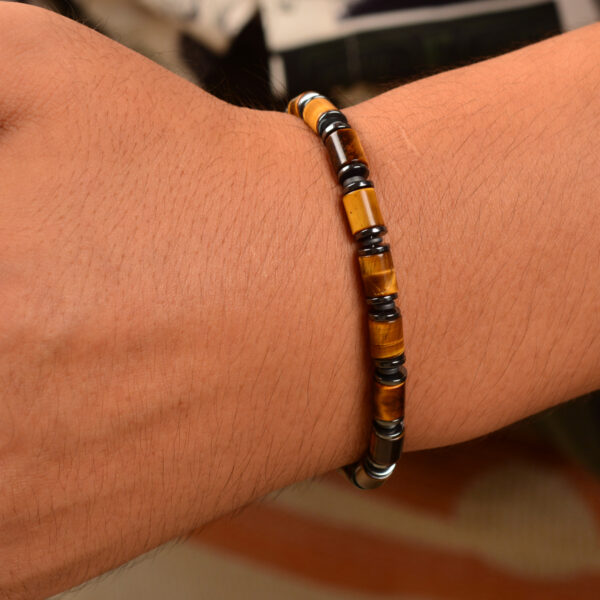 CASVIA chakra mens bracelet with tigers eye and hematite Comes with stainless steel adjustable chain protection bracelet for men and an ideal mens jewelry gift for yourself father and friends - 图片 7